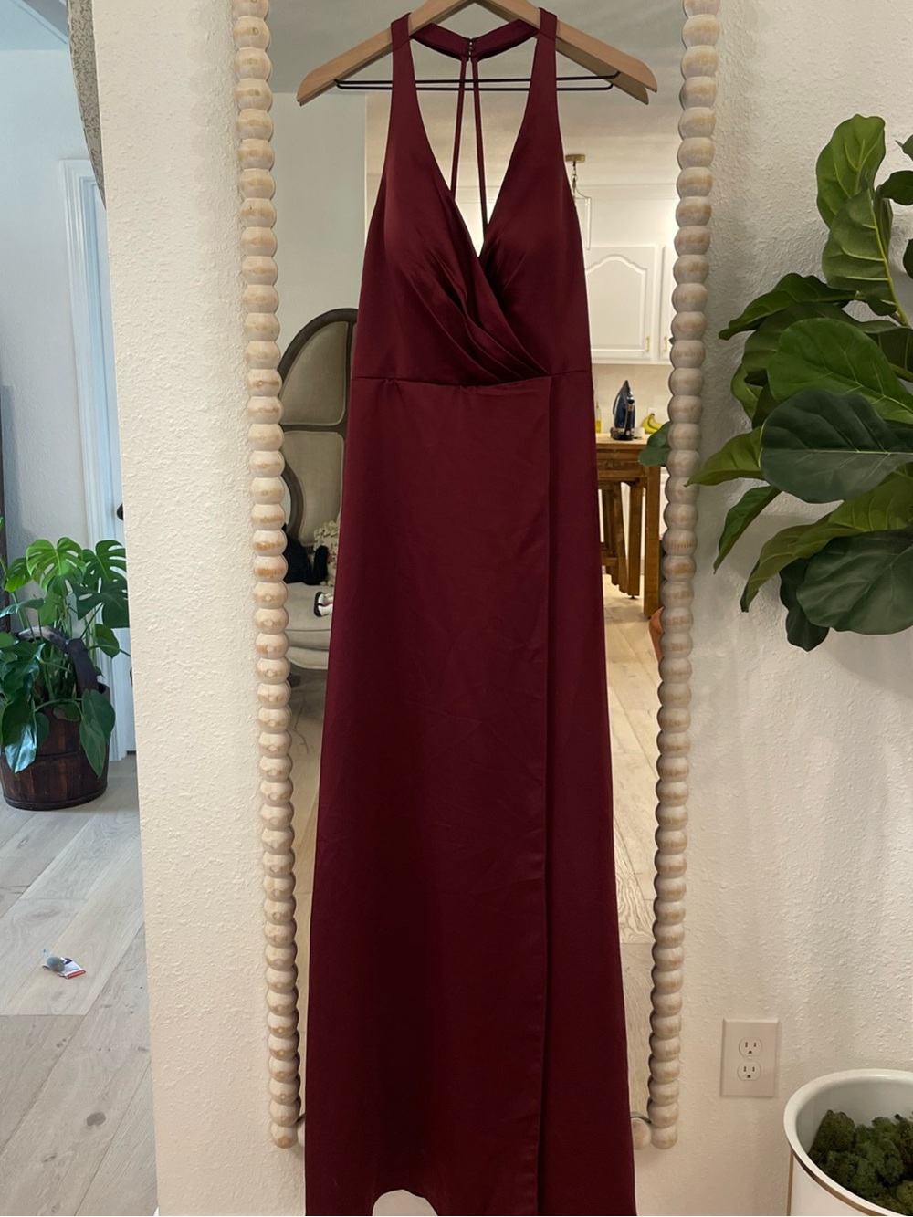 SORELLA VITA Deep Ruby Red V-Neck Strappy Back Gown
